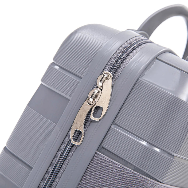 4-Piece PP Spinner Wheel Luggage Set with Cosmetic Case, Light Gray by HouseOfZazla