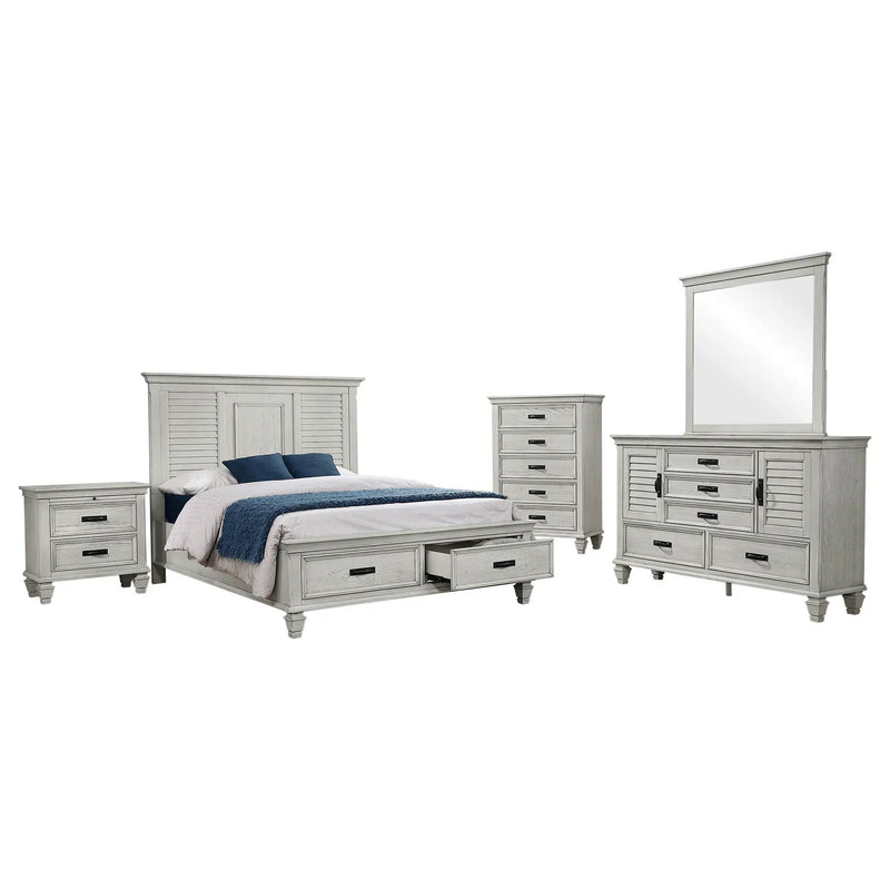 Franco 5-piece Queen Bedroom Set Distressed White by Unique Piece Furniture