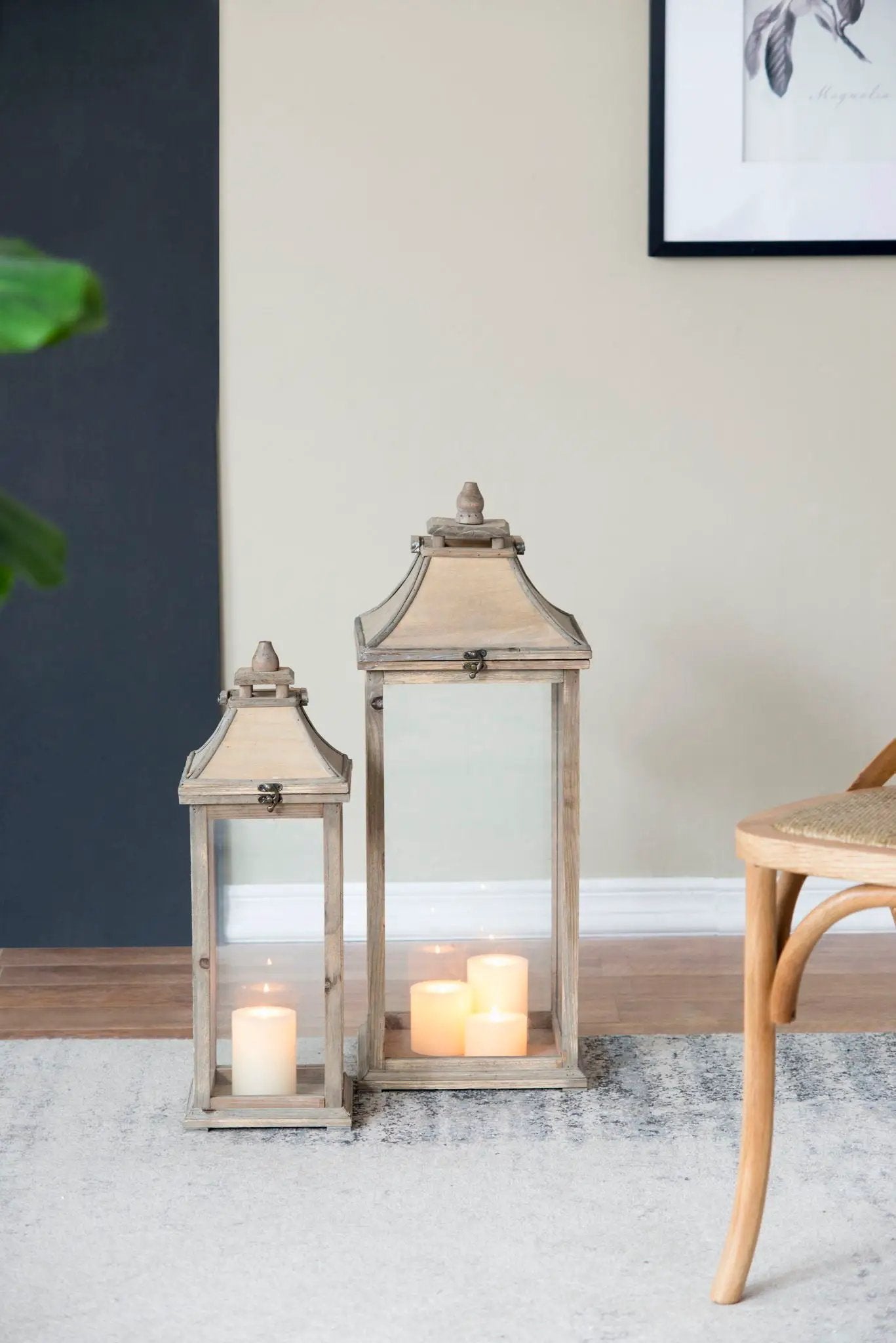 Candle Lantern Decorative, Hurricane Lantern Holder Decor For Indoor Outdoor, Home Garden Wedding - Ivory by HouseOfZazla