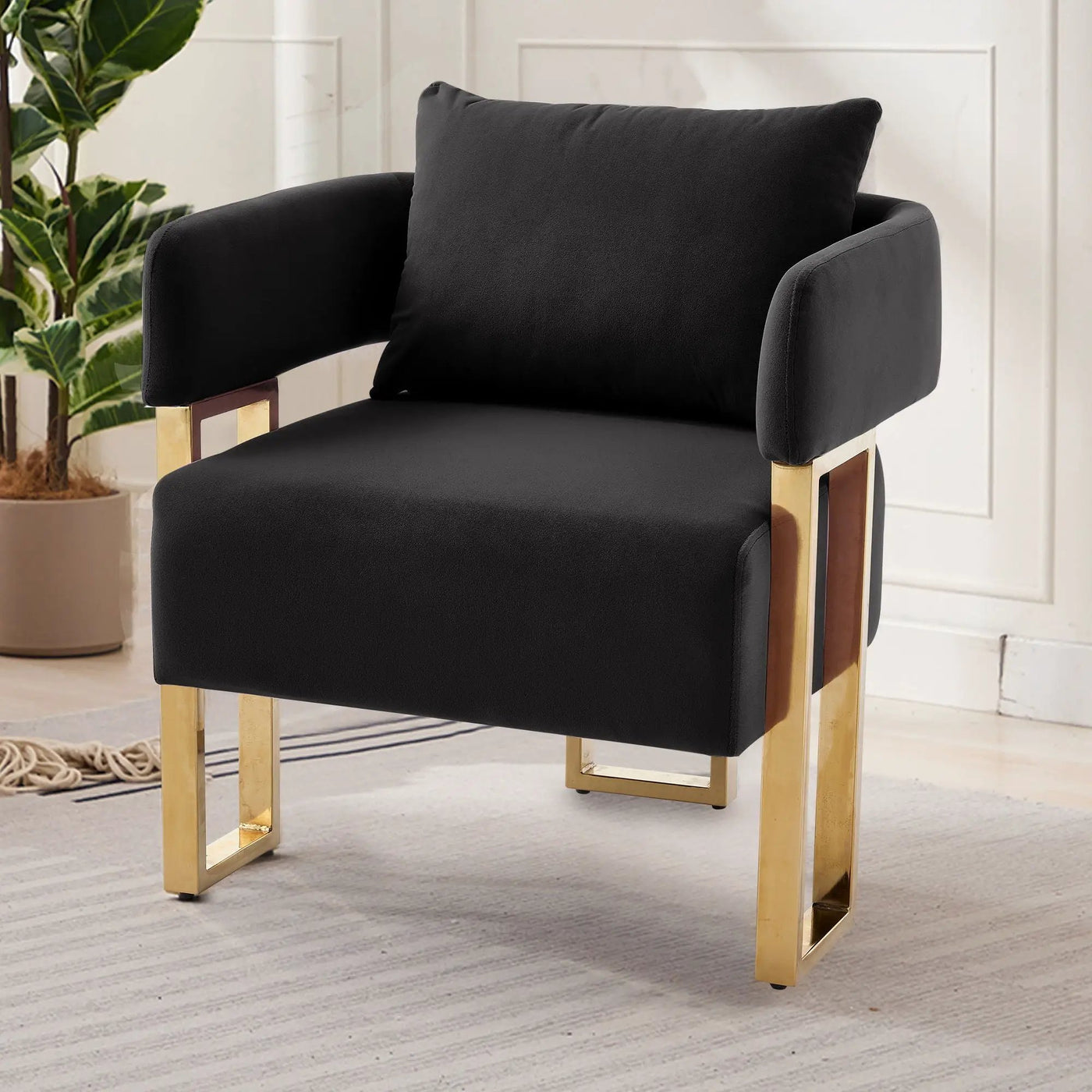 Modern Classic Design Decorative Chair Teddy Fleece Upholstered And Metal Foot by Unique Piece Furniture