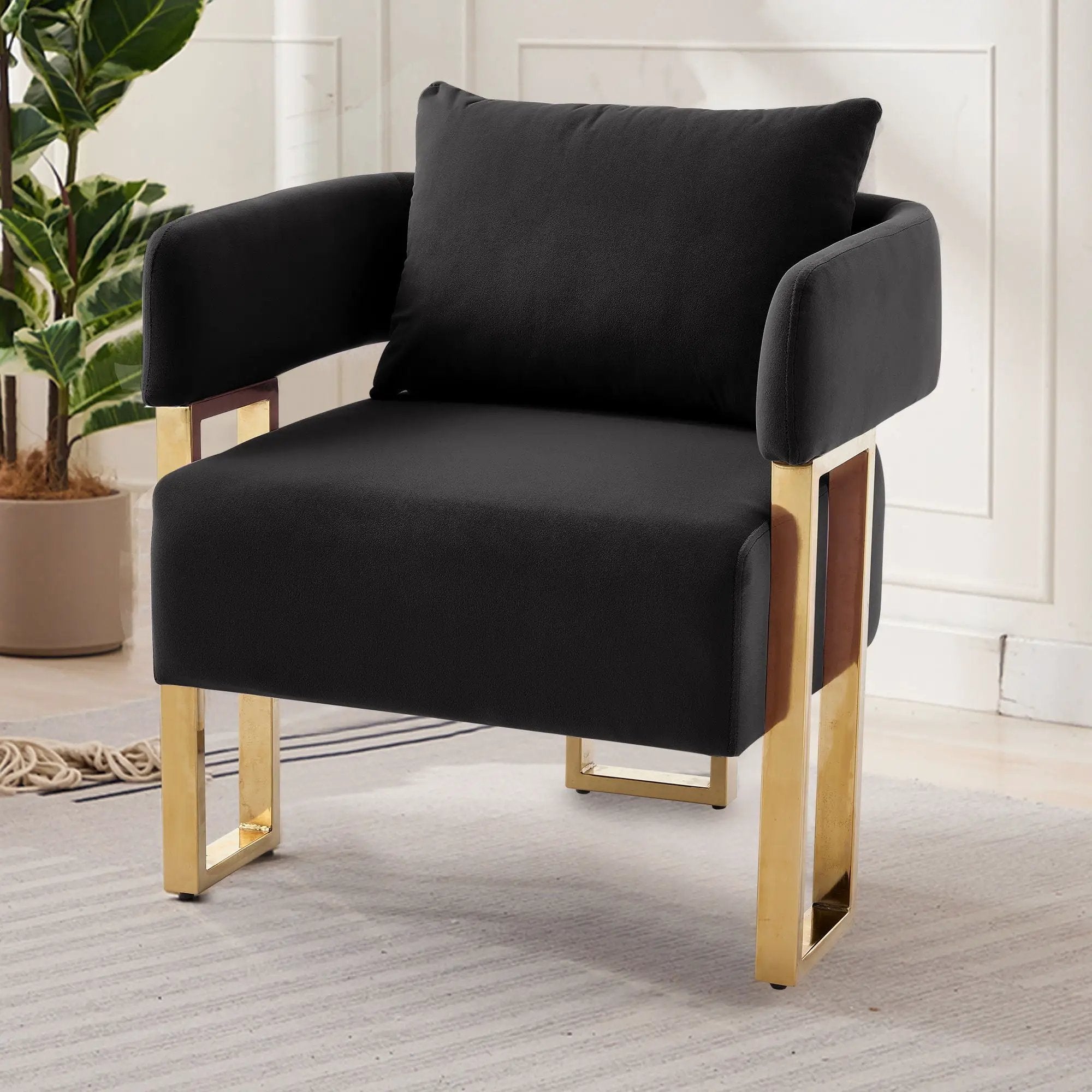 Modern Classic Design Decorative Chair Teddy Fleece Upholstered And Metal Foot by Unique Piece Furniture