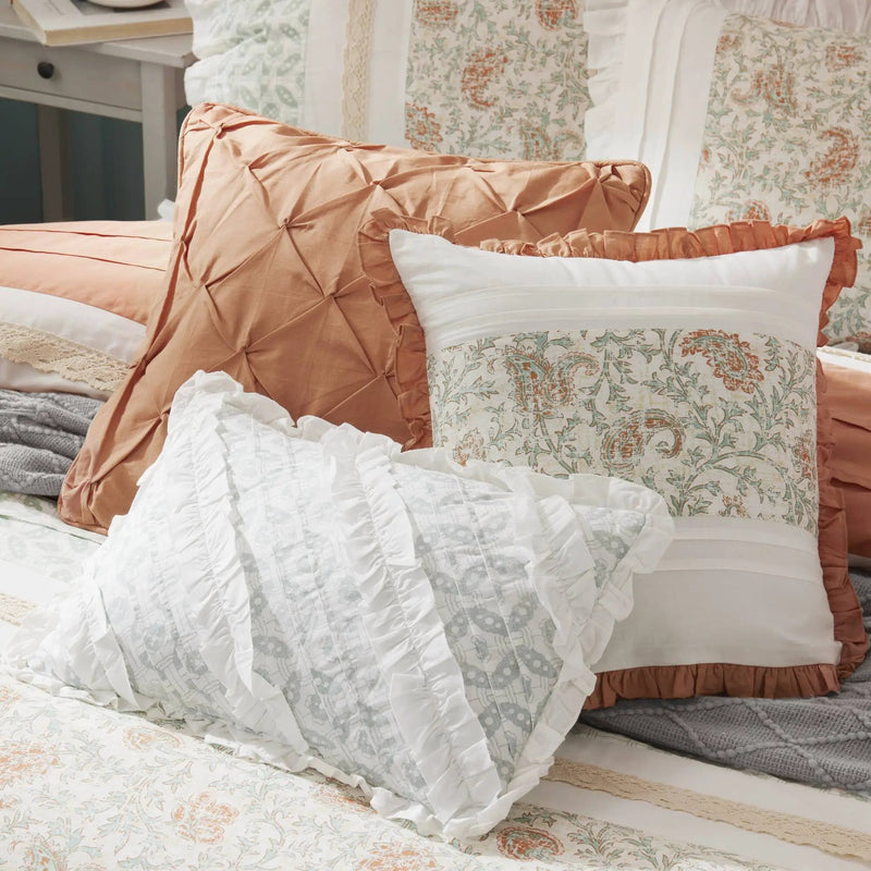 9 Piece Cotton Percale Comforter Set Coral Queen by HouseOfZazla