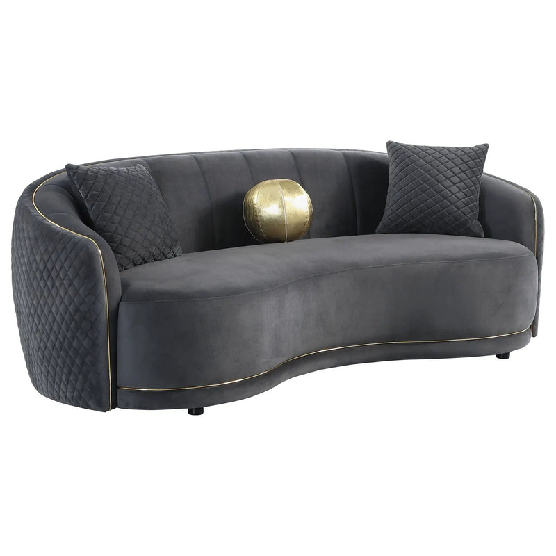 Brookside 2-piece Velvet Upholstered Sofa Set Dark Grey by Unique Piece Furniture