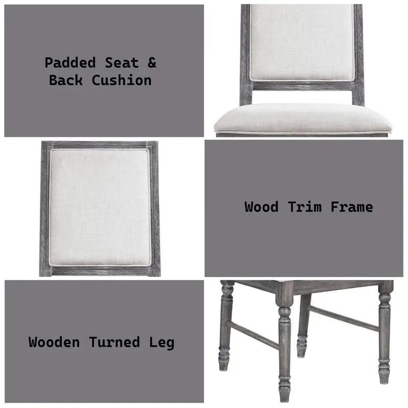 Leventis - Side Chair (Set of 2) - Cream Linen & Weathered Gray by Unique Piece Furniture