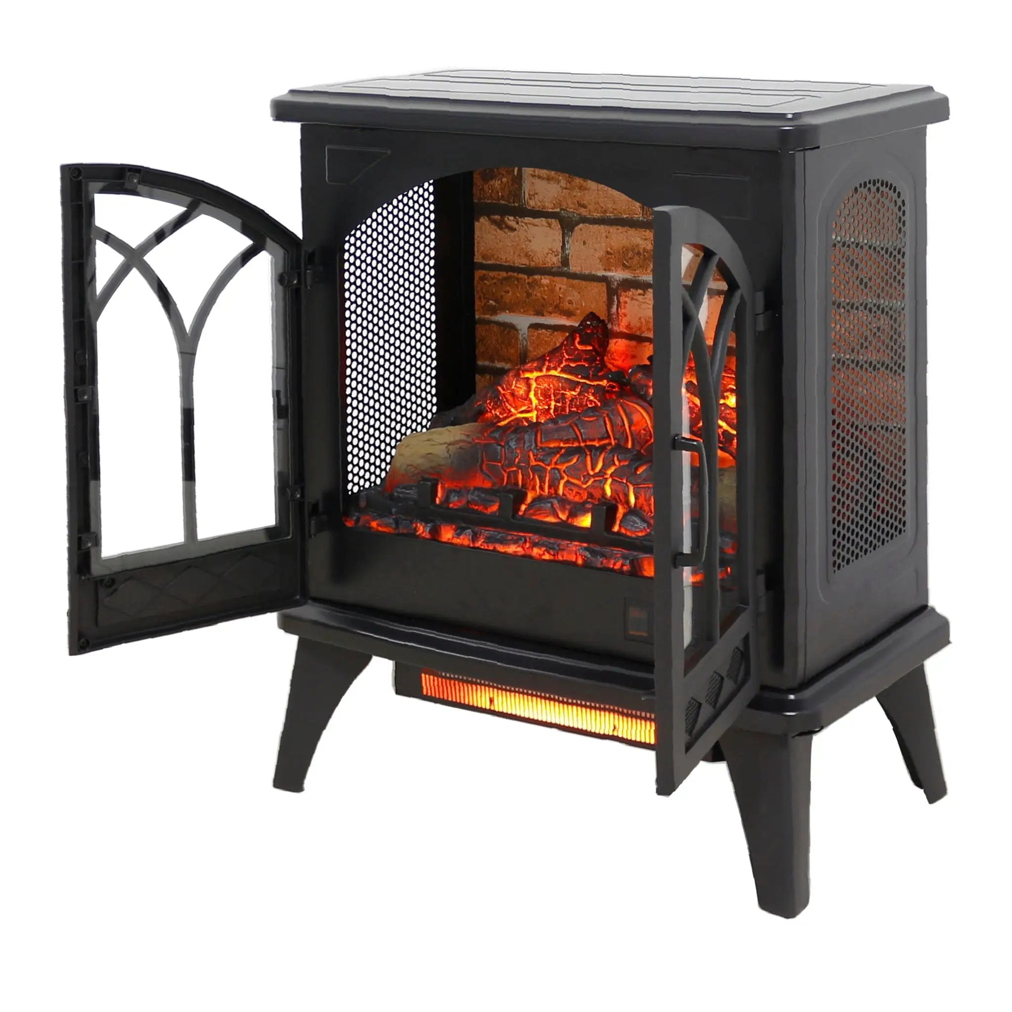 3D Flame Electric Infrared Quartz Fireplace Stove With Remote Control - Antique Black by HouseOfZazla