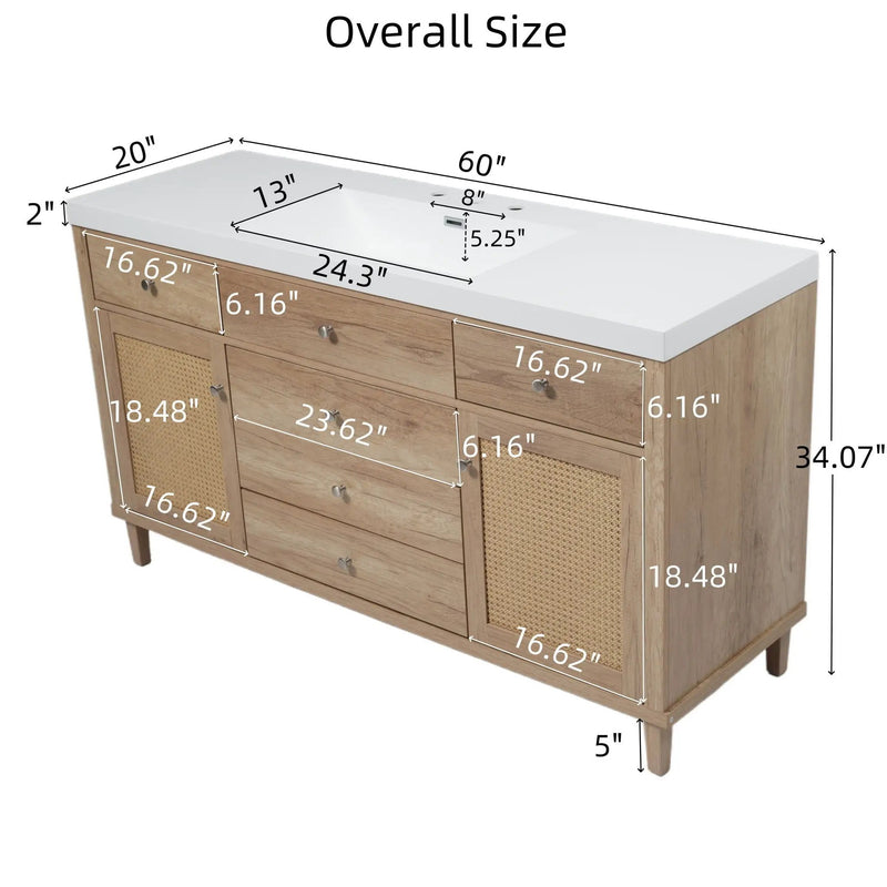 Bathroom Vanity With Sink, 5 Legs, Soft Close Drawers by HouseOfZazla