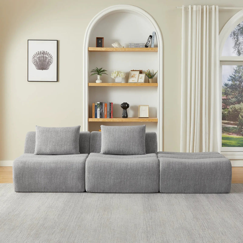 Oversized 3 Seater Compressed Sofa with Chenille Fabric by HouseOfZazla