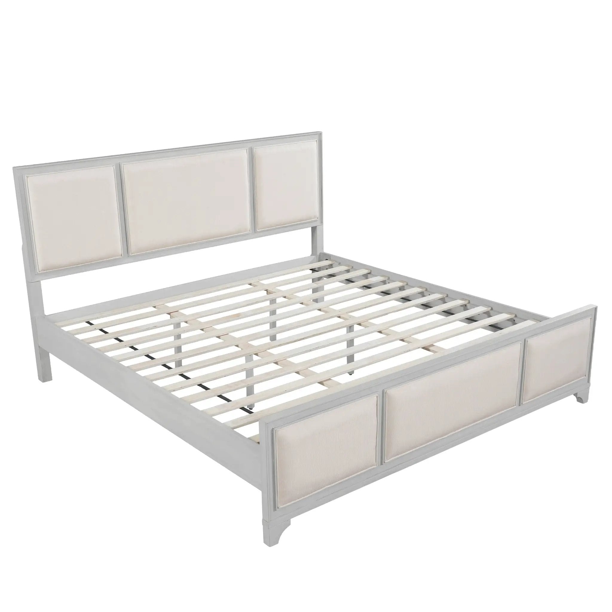King Size Bed Frame with Upholstered Headboard by HouseOfZazla
