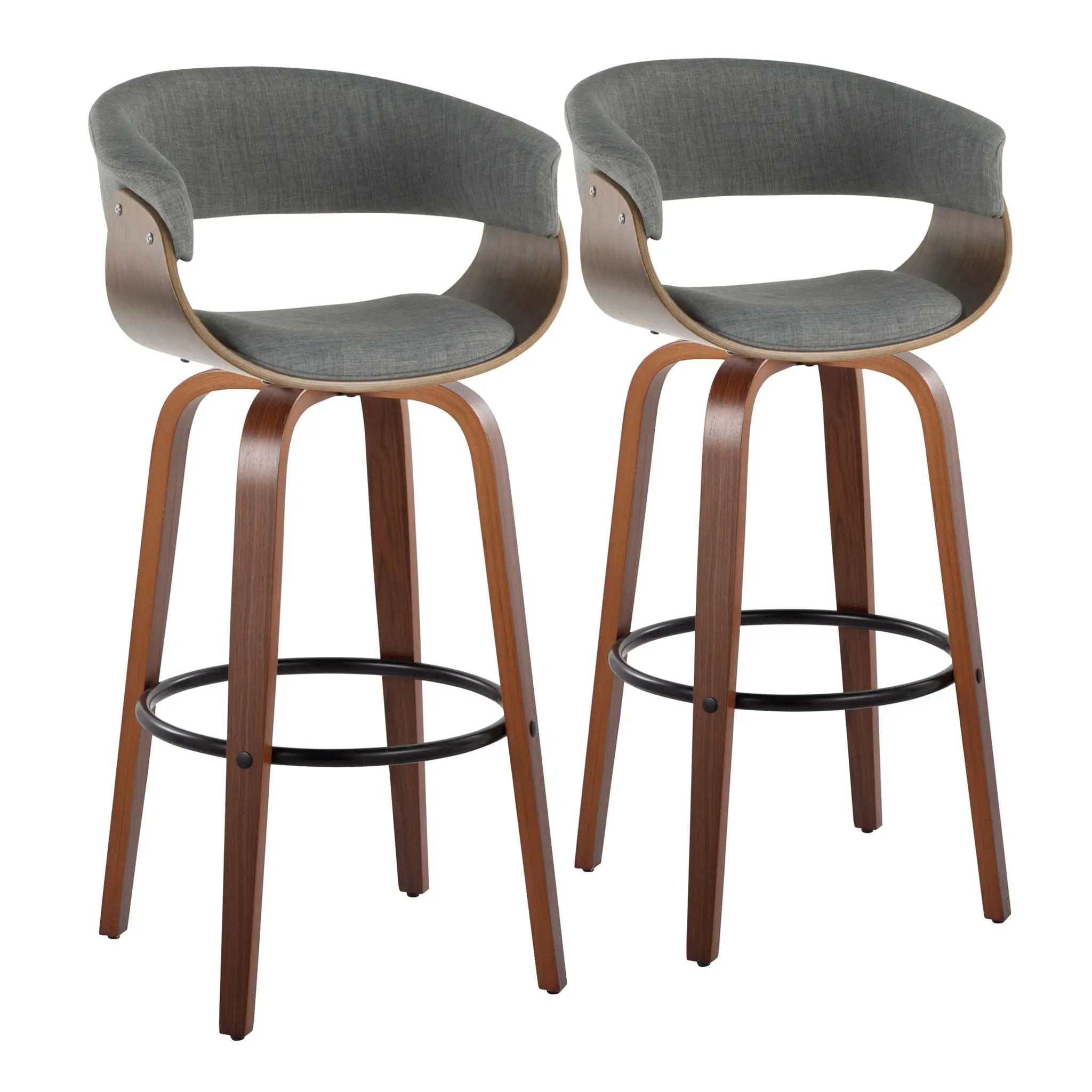 Vintage Mod - Mid Century Modern Fixed Height Barstool With Swivel & Round Footrest (Set of 2) by Unique Piece Furniture