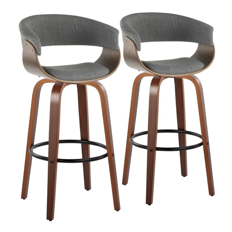 Vintage Mod - Mid Century Modern Fixed Height Barstool With Swivel & Round Footrest (Set of 2) by Unique Piece Furniture