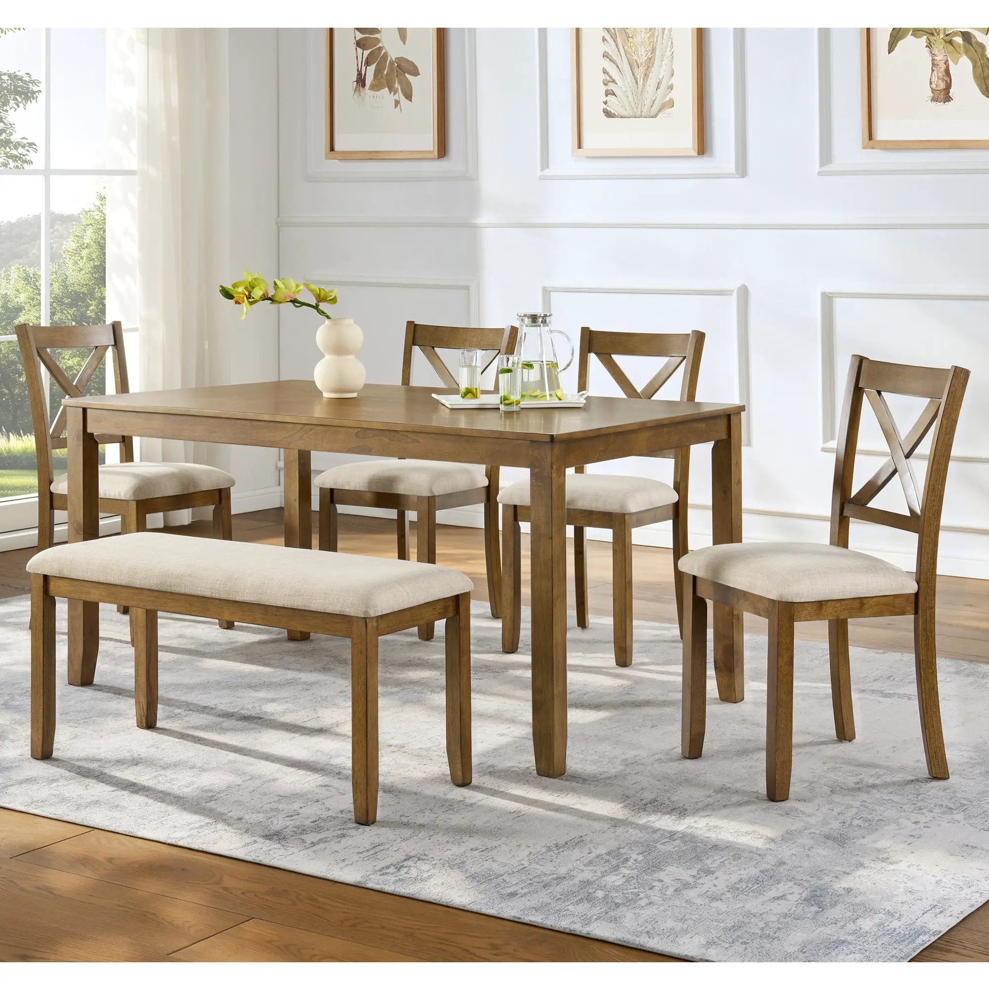 Oak Finish 6-Piece Dining Table Set by HouseOfZazla