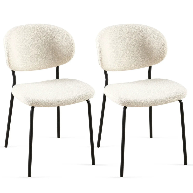 Boucle Dining Chairs, Dining Chairs With Metal Legs For Dining Room, Kitchen, Living Room by HouseOfZazla