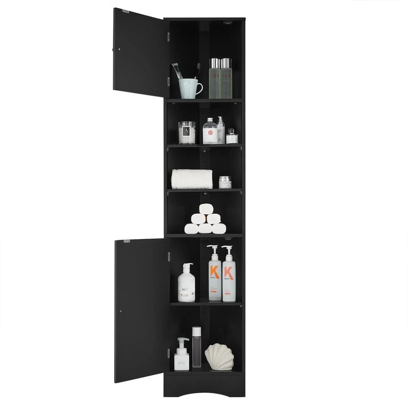 Multi-Functional Corner Cabinet Tall Bathroom Storage Cabinet with Two Doors and Adjustable Shelves, Open Shelf by HouseOfZazla