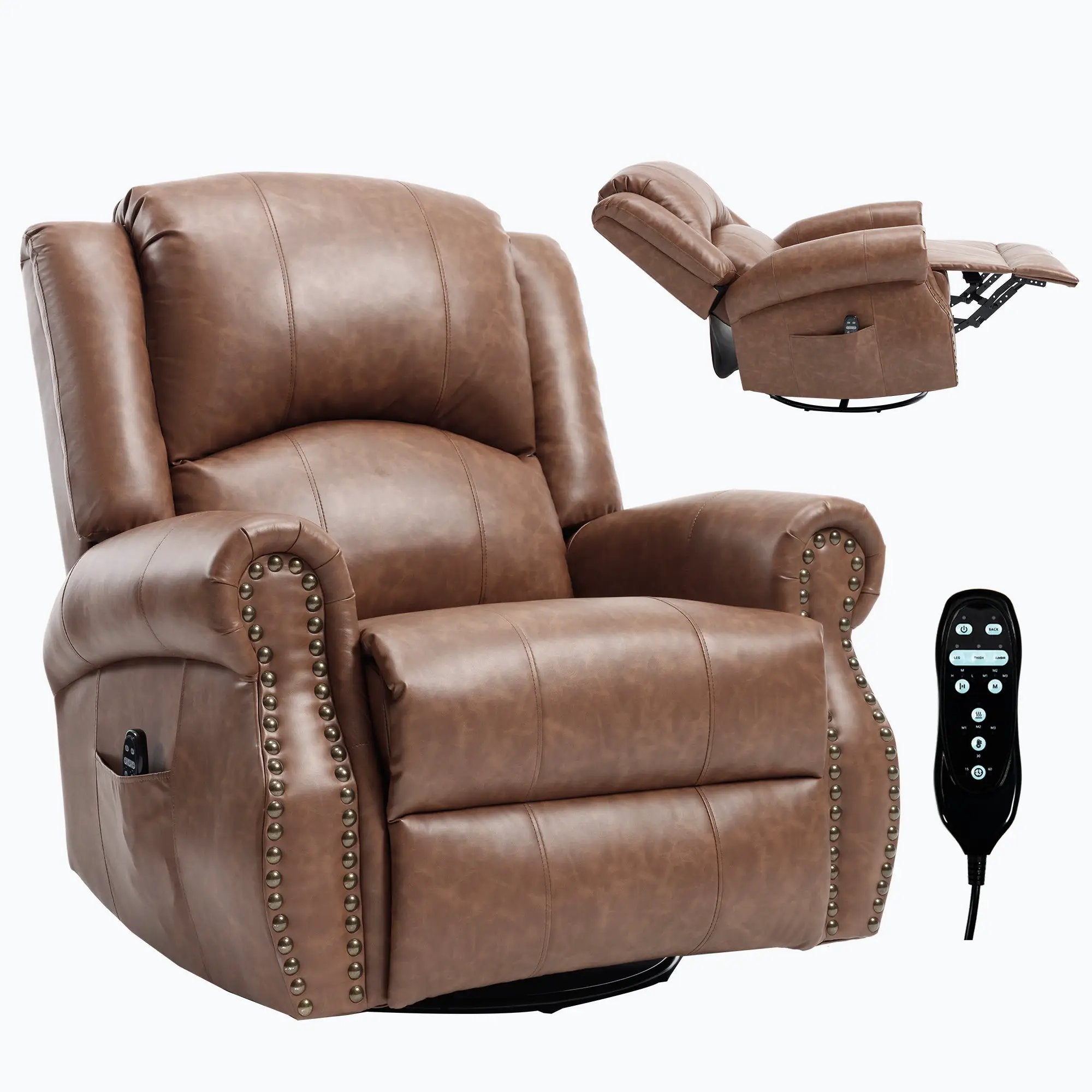 Heat Massage Manual Recliner Chair with Rocker and Swivel by HouseOfZazla