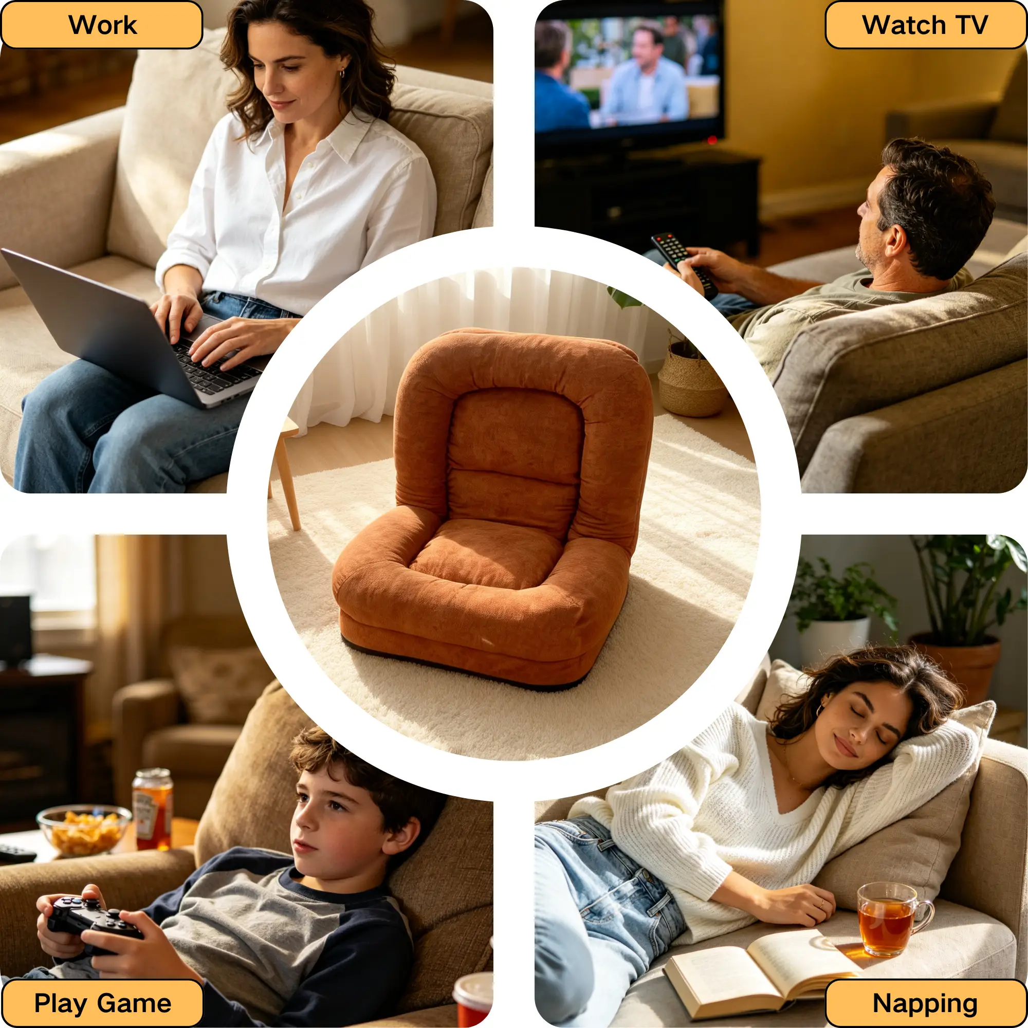 Egg Tart Lazy Sofa - Multi-Segment Folding by HouseOfZazla
