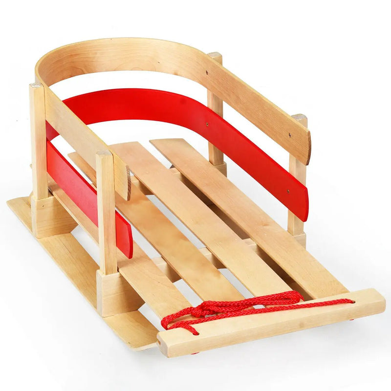 Outdoor Play Baby Kids Wooden Sled with Solid Wood Seat by DirectDeals