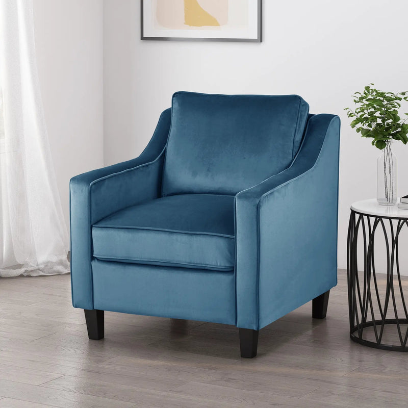Blue Velvet Upholstered Club Chair by HouseOfZazla