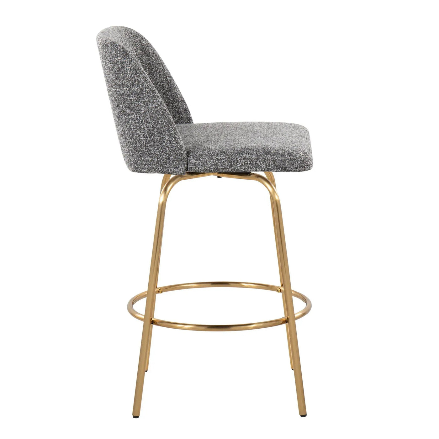 Toriano - Contemporary, Fixed Height Counter Stool With Swivel With Round Footrest (Set of 2) by HouseOfZazla