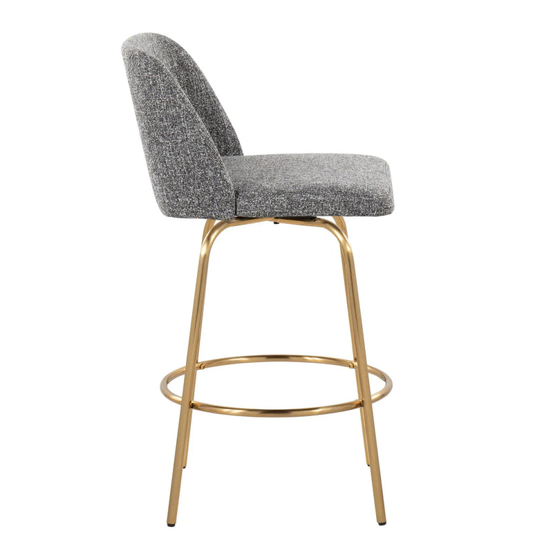 Toriano - Contemporary, Fixed Height Counter Stool With Swivel With Round Footrest (Set of 2) by Unique Piece Furniture