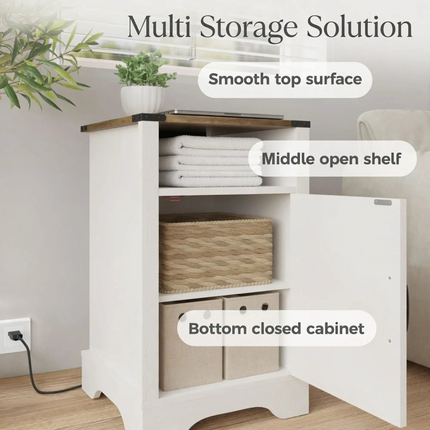 Farmhouse Nightstand With Charging Station & Storage by HouseOfZazla