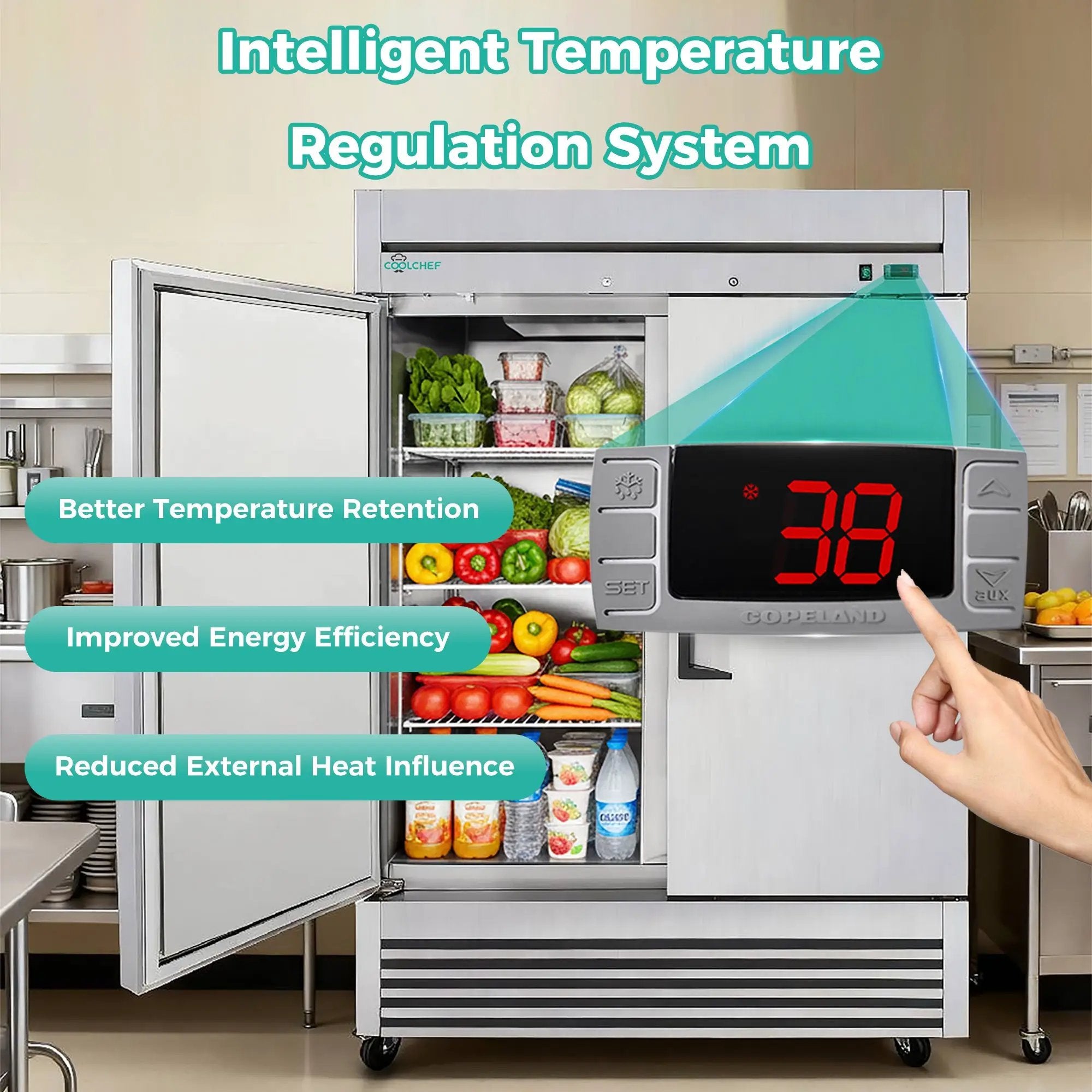 54" Commercial Refrigerator 49 Cu.Ft Stainless Steel 2 Door Reach-In Fridge by HouseOfZazla