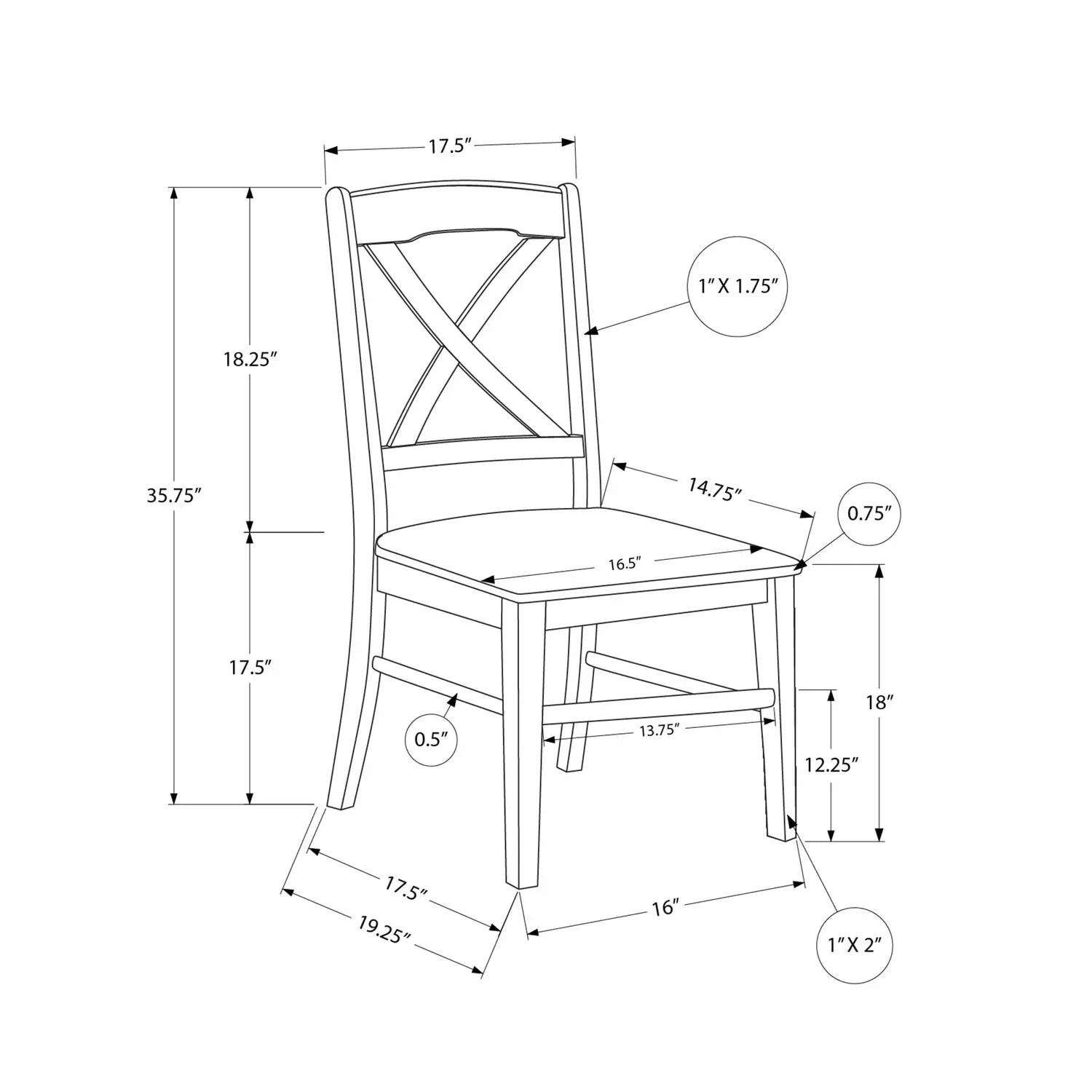 Dining Chair, Side, Dining Room, Transitional (Set of 2) by Unique Piece Furniture