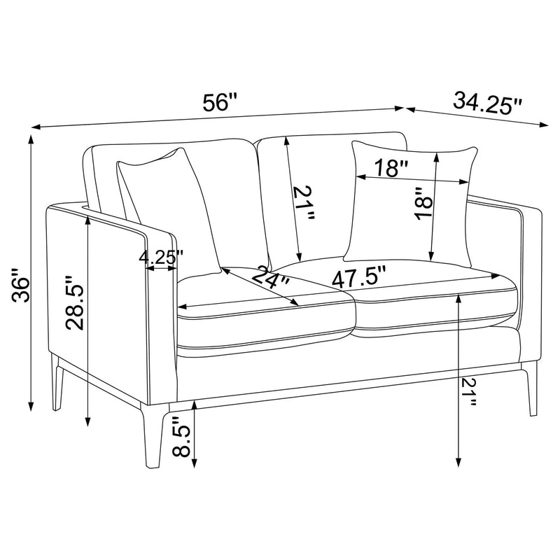 Saba - Cushion Back Loveseat With Pillow Top Arms - Light Gray by HouseOfZazla