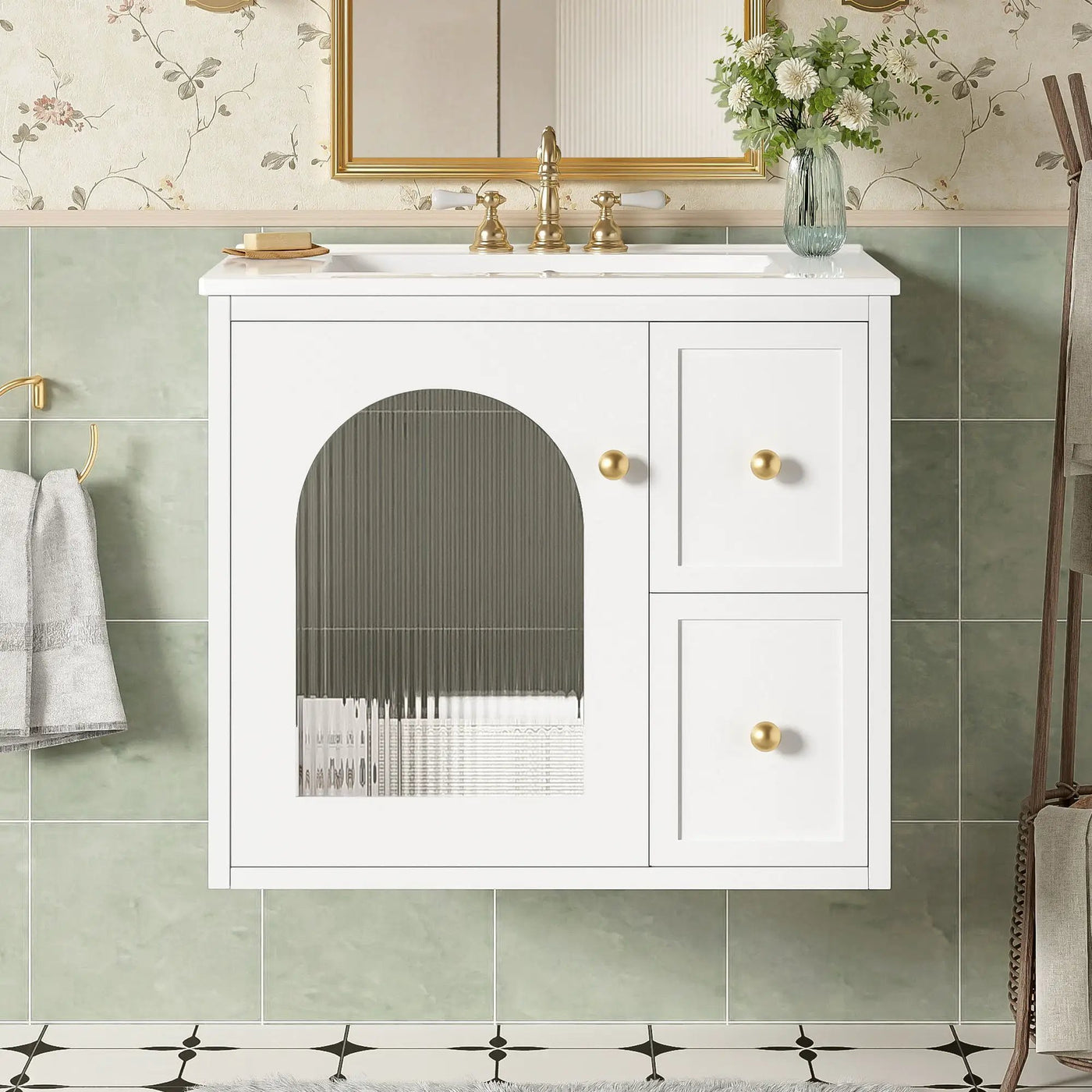 Wall-Mounted Bathroom Vanity Set With Sink, 2 Drawers And Soft-Close Door by Unique Piece Furniture