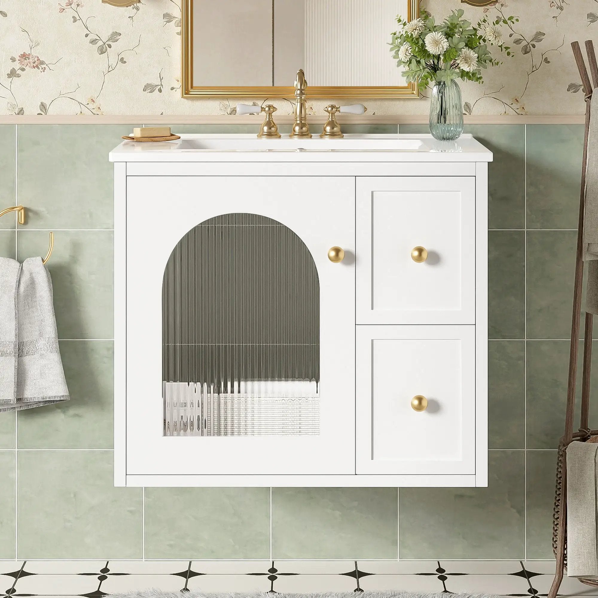 Wall-Mounted Bathroom Vanity Set With Sink, 2 Drawers And Soft-Close Door by Unique Piece Furniture