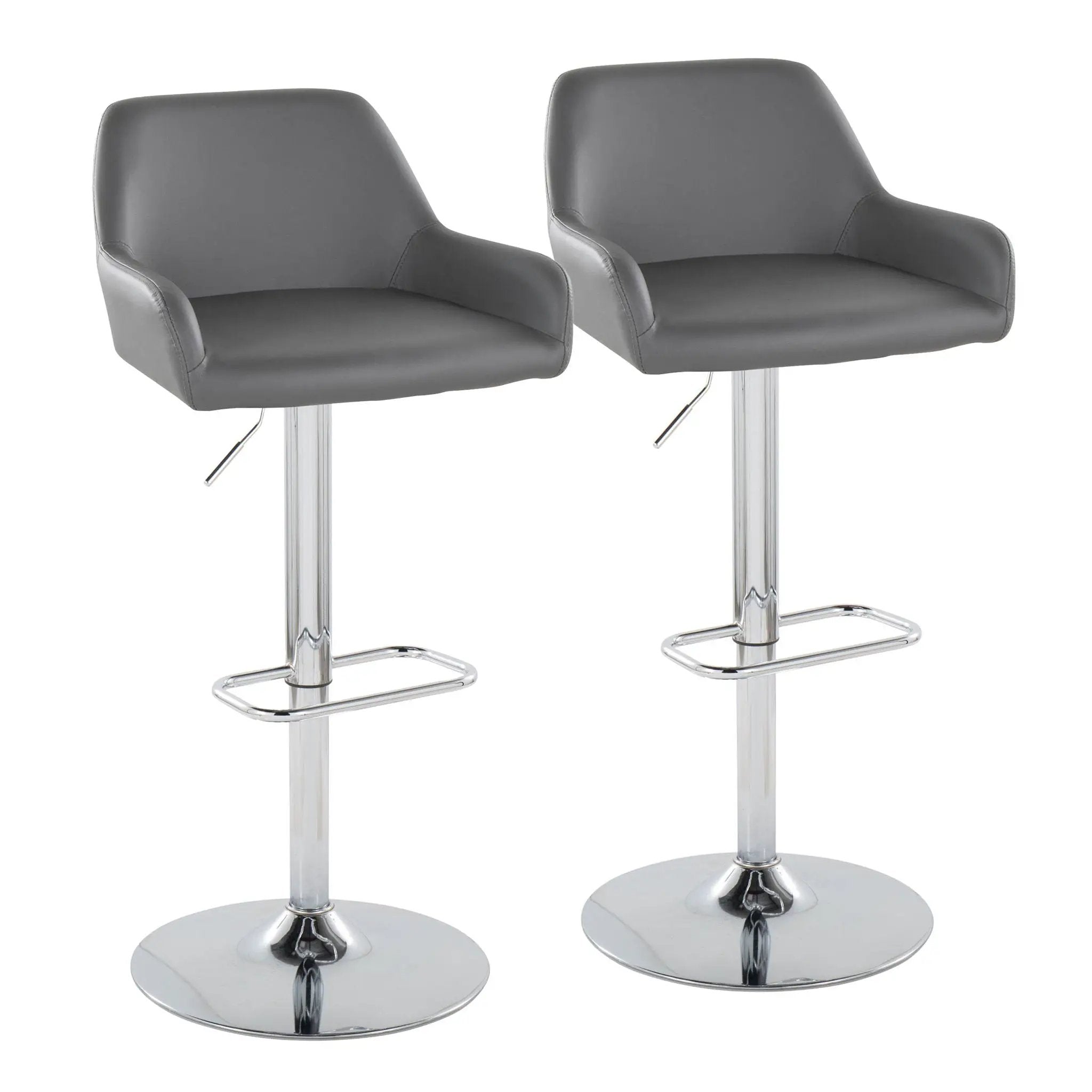 Daniella - Contemporary Adjustable Barstool With Swivel With Rounded Rectangle Footrest (Set of 2) by HouseOfZazla