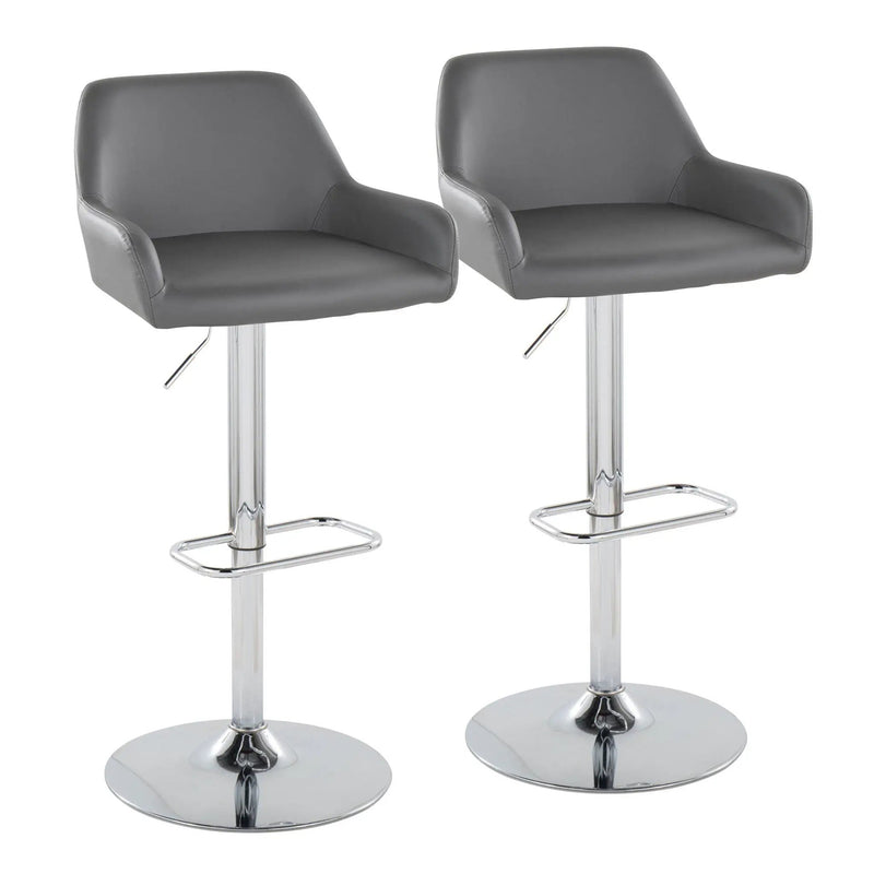 Daniella - Contemporary Adjustable Barstool With Swivel With Rounded Rectangle Footrest (Set of 2) by HouseOfZazla