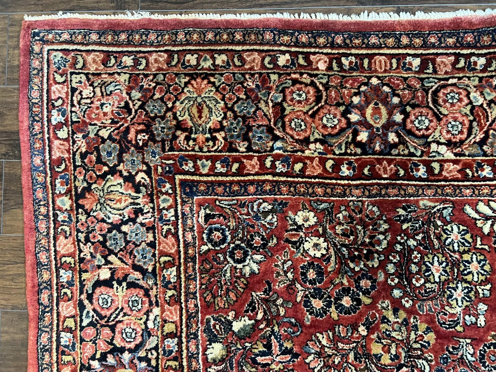 1920s Persian Sarouk Rug 9x12, Red Persian Carpet, High Quality Persian Rug, Allover Floral Pattern, Antique Oriental Rug, Wool Handmade Room Sized by Jewel Rugs
