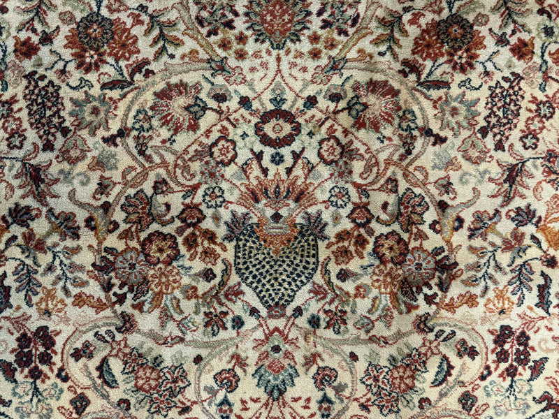 Antique Persian Rug 5x7, Allover Floral with Vases, Beige and Red, Belgian Power Loomed Rug, Vintage by Jewel Rugs