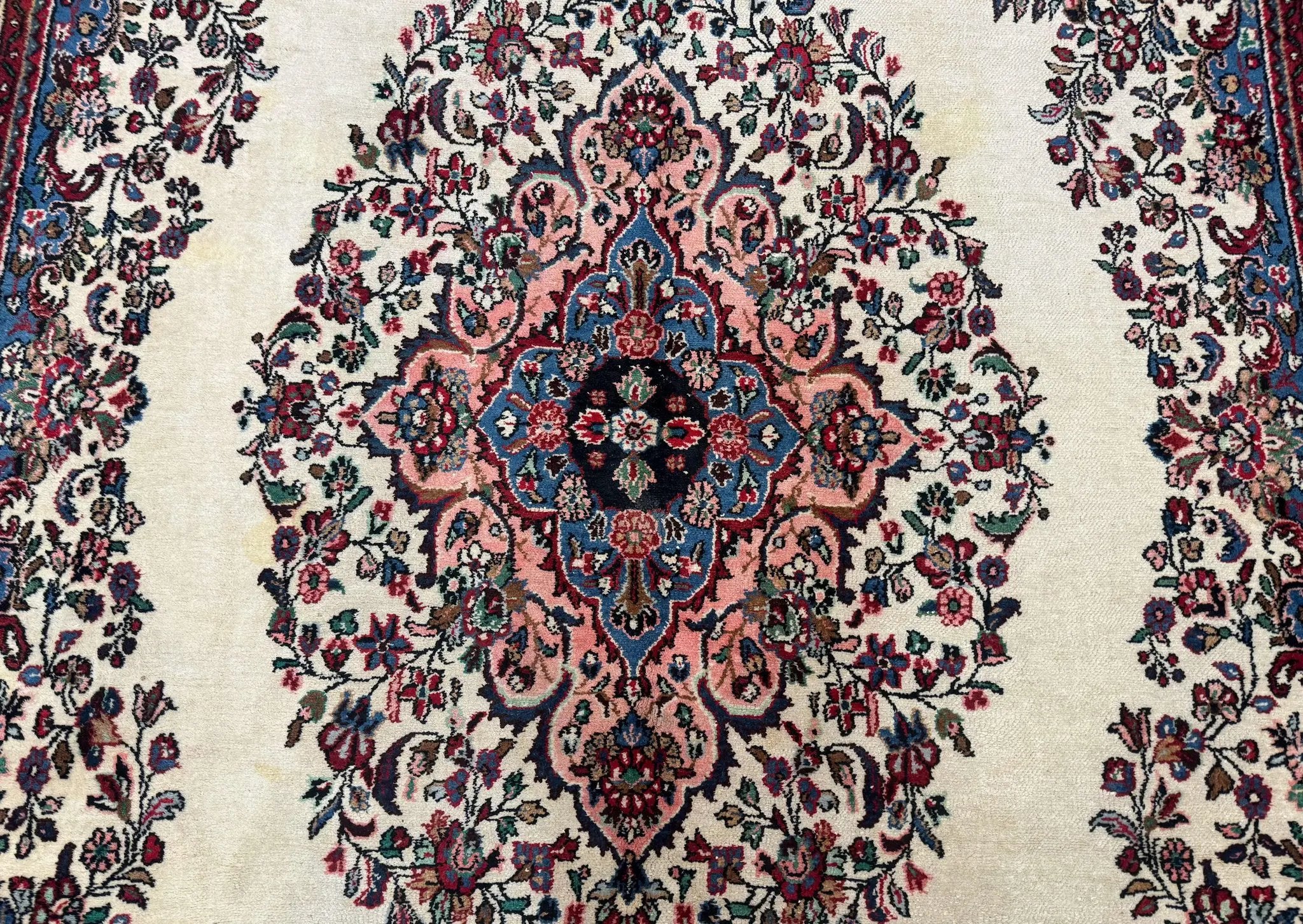 Palace Size Persian Rug 10 x 21 ft, Antique Hamadan Bibikabad Carpet, Handmade Antique Wool Oversized Rug, Ivory, Semi Open Field by Jewel Rugs