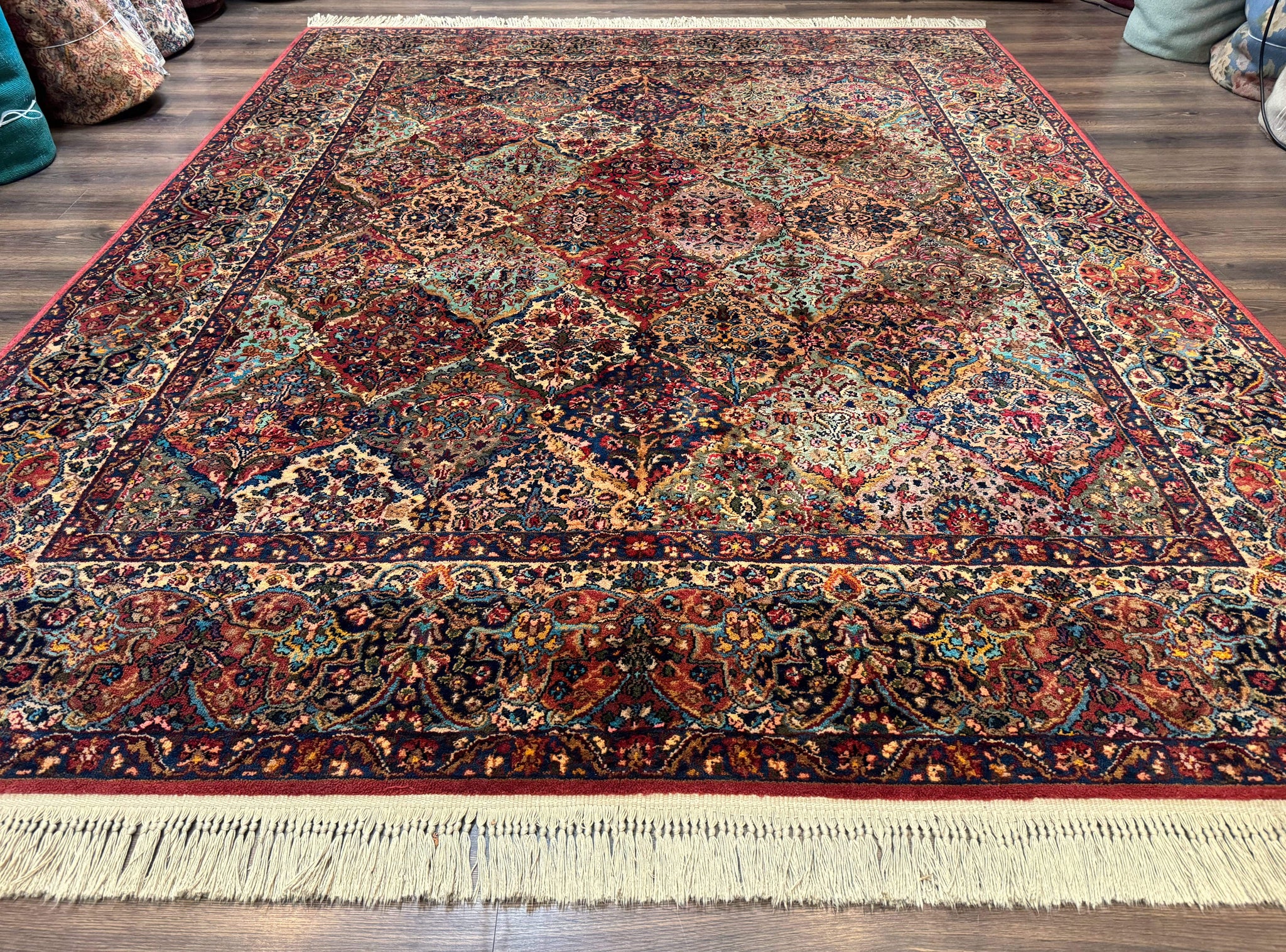 Karastan Rug 8.8 x 10.6, Multicolor Panel Kirman Rug #717, Original 700 Series, Wool by Jewel Rugs