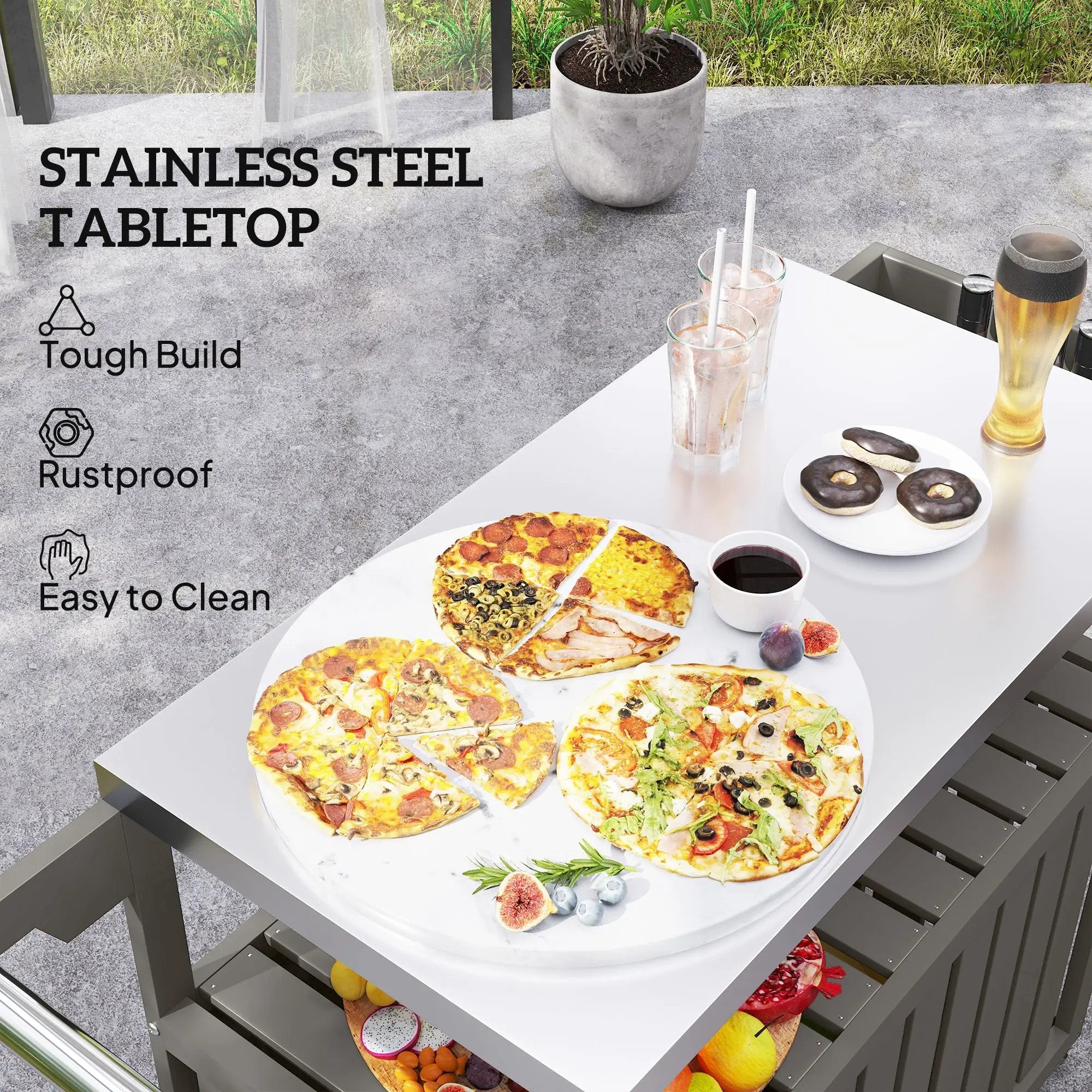 Convenient Outdoor Bar Cart with Storage and Wheeled Kitchen Island by HouseOfZazla