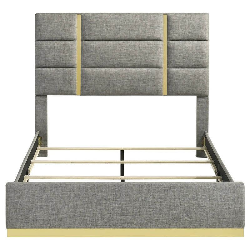 Ines 56-inch Fabric Upholstered Queen Panel Bed Grey by Unique Piece Furniture