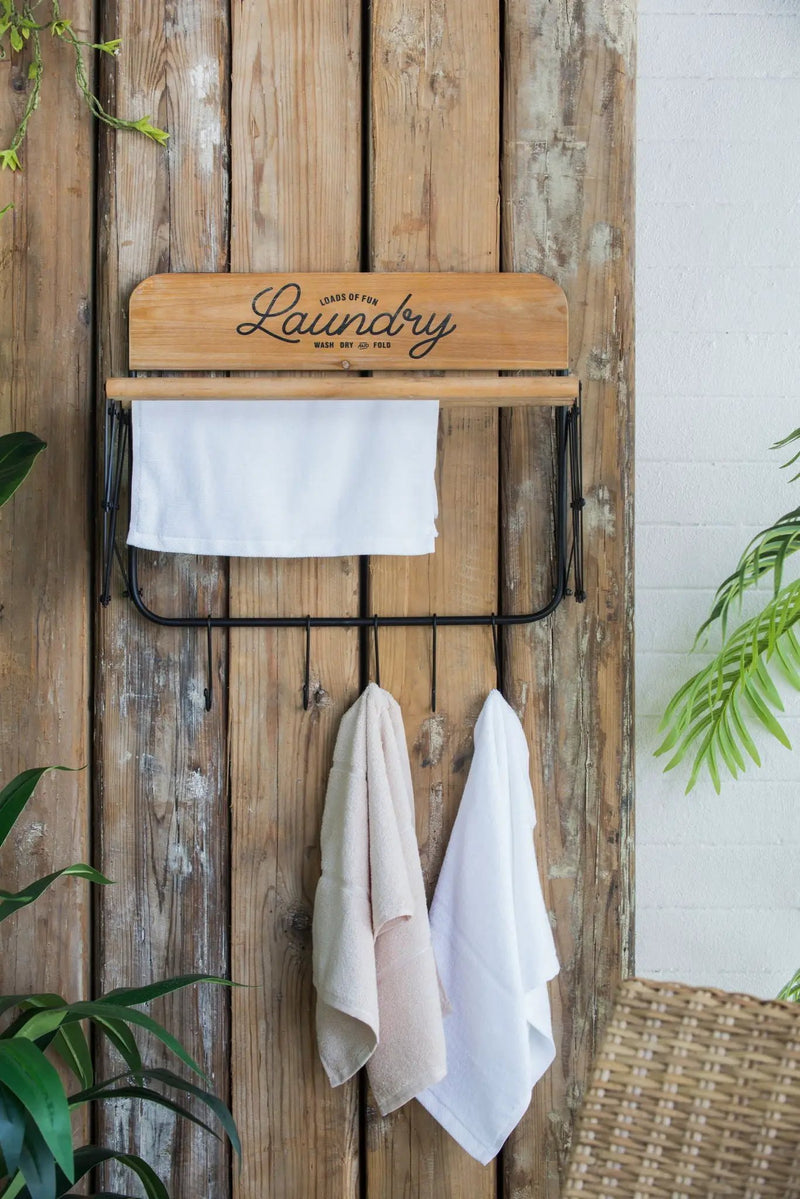Laundry Rack With Accordion Design - Brown / Black - Black Brown by Unique Piece Furniture