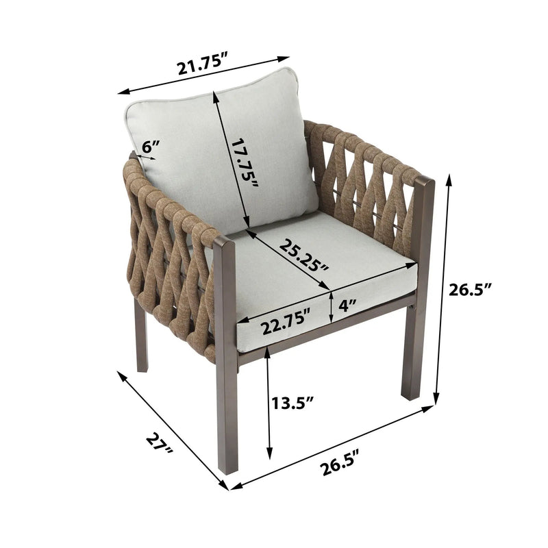 2 Pieces Outdoor Metal Patio Club Chair with Cushions by HouseOfZazla
