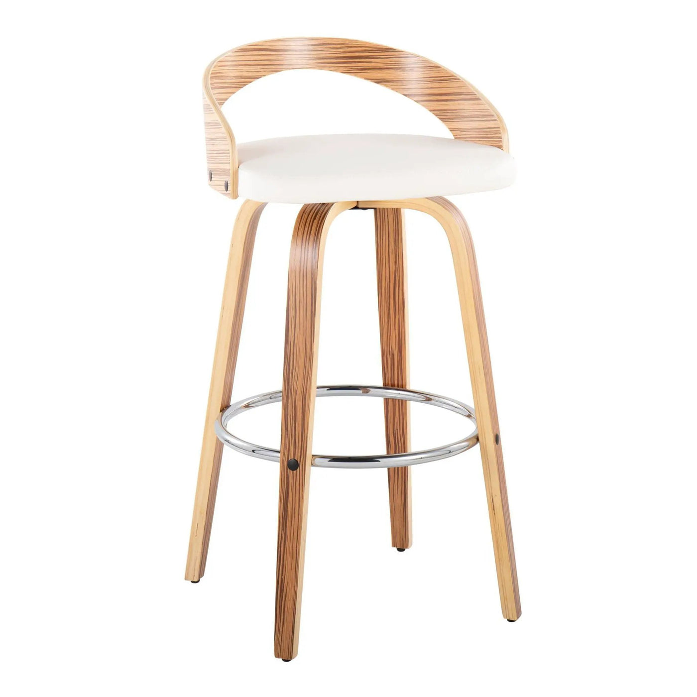 Grotto - Contemporary Fixed Height Barstool With Swivel With Round Footrest (Set of 2) by HouseOfZazla