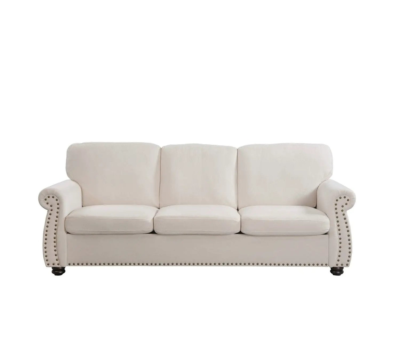 Soft Sofa, Upholstered 3 Seater Couch With High Density Foam, Loose Back Cushions And Turned Legs by Unique Piece Furniture