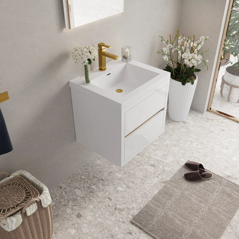 24" Wall-Mounted Bathroom Vanity with Sink and Storage Cabinet by HouseOfZazla