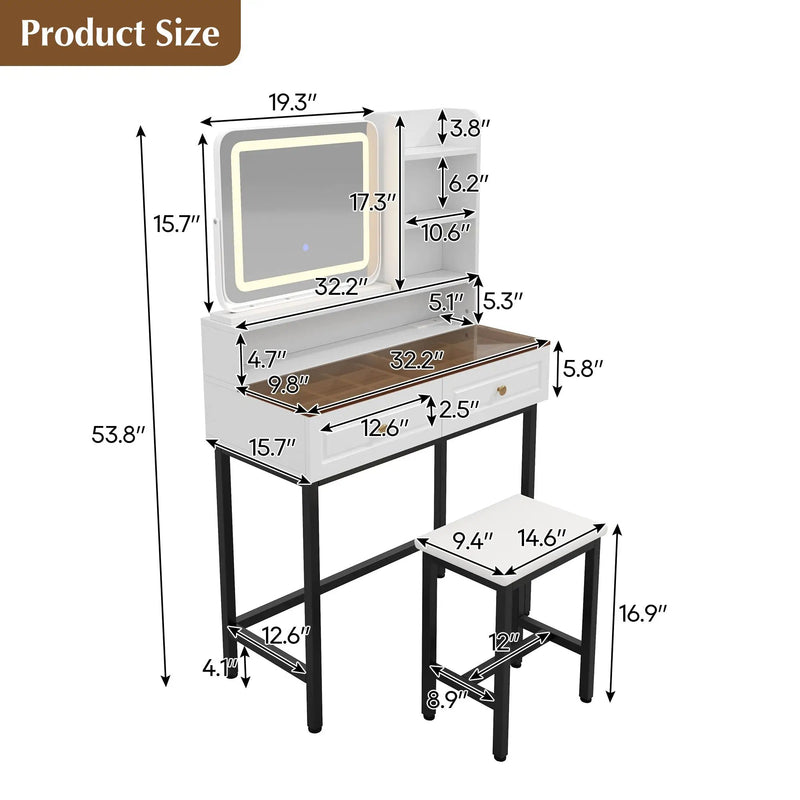 Makeup Vanity with LED Lighted Mirror by HouseOfZazla