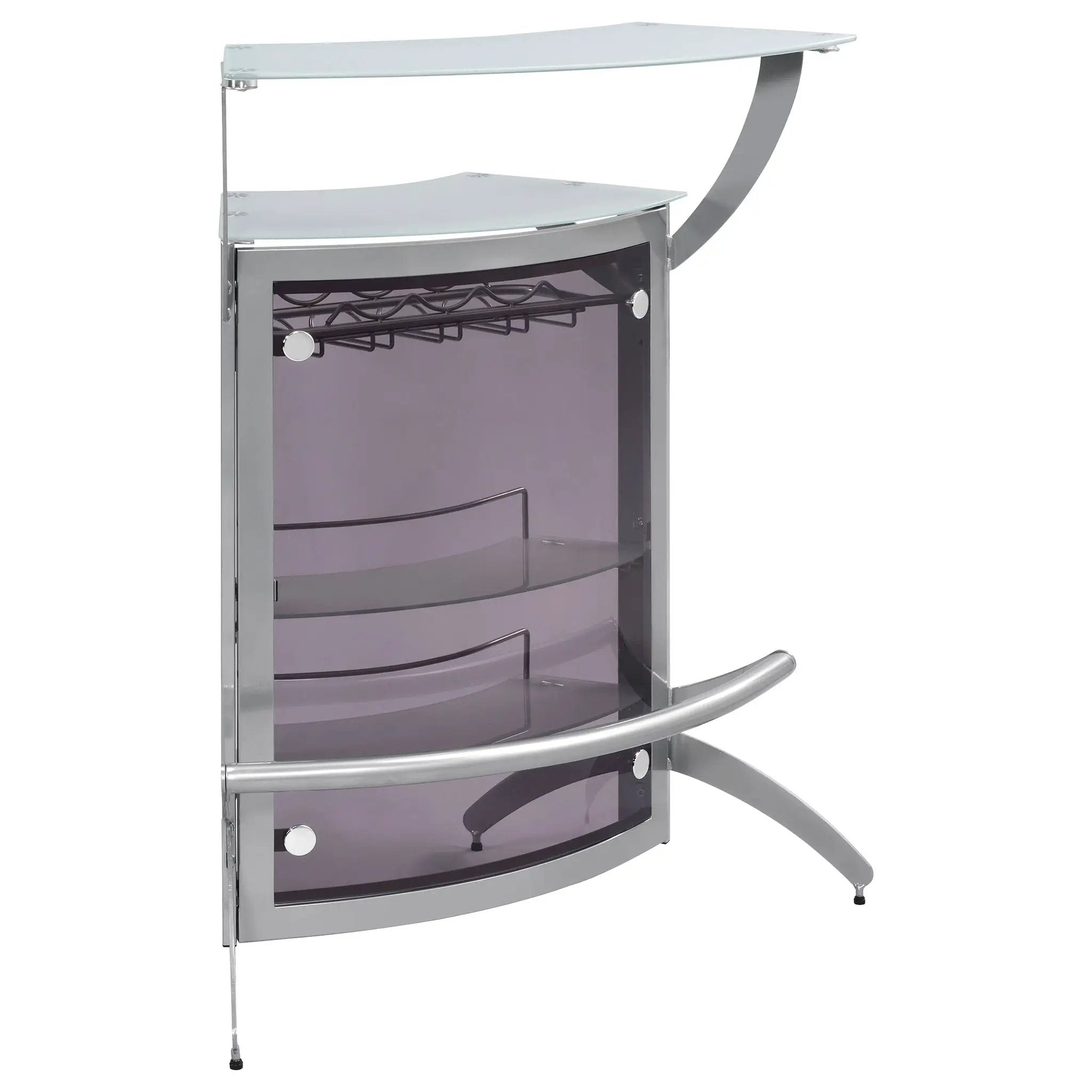 Dallas 2-shelf Curved Freestanding Home Bar Cabinet Silver by Unique Piece Furniture