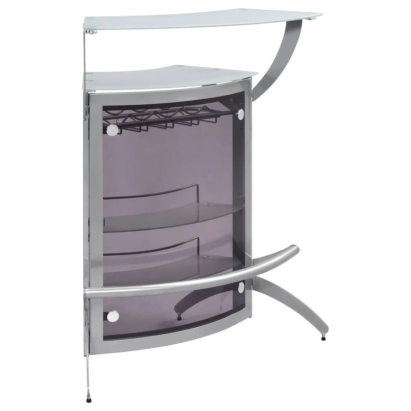 Dallas 2-shelf Curved Freestanding Home Bar Cabinet Silver by Unique Piece Furniture