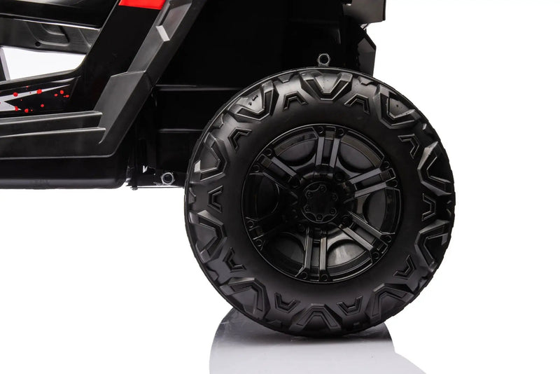 12V7A*2 30W*4 Four-Wheel Drive Seat One Button Start, Forward And Backward, High And Low Speed, Music, Front Light, Power Display, Two Doors Can Open, 2.4G R / C, Seat Belt Four Wheel Absorber by HouseOfZazla