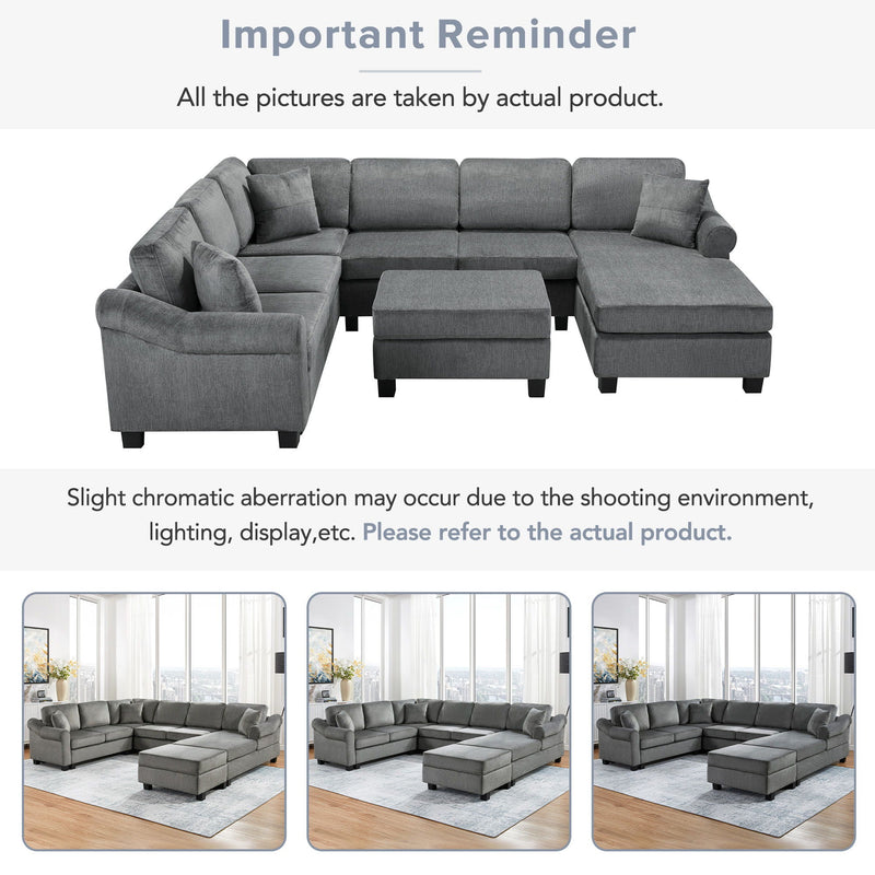 Contemporary U - Shaped Sectional Sofa With Movable Storage Ottoman by HouseOfZazla