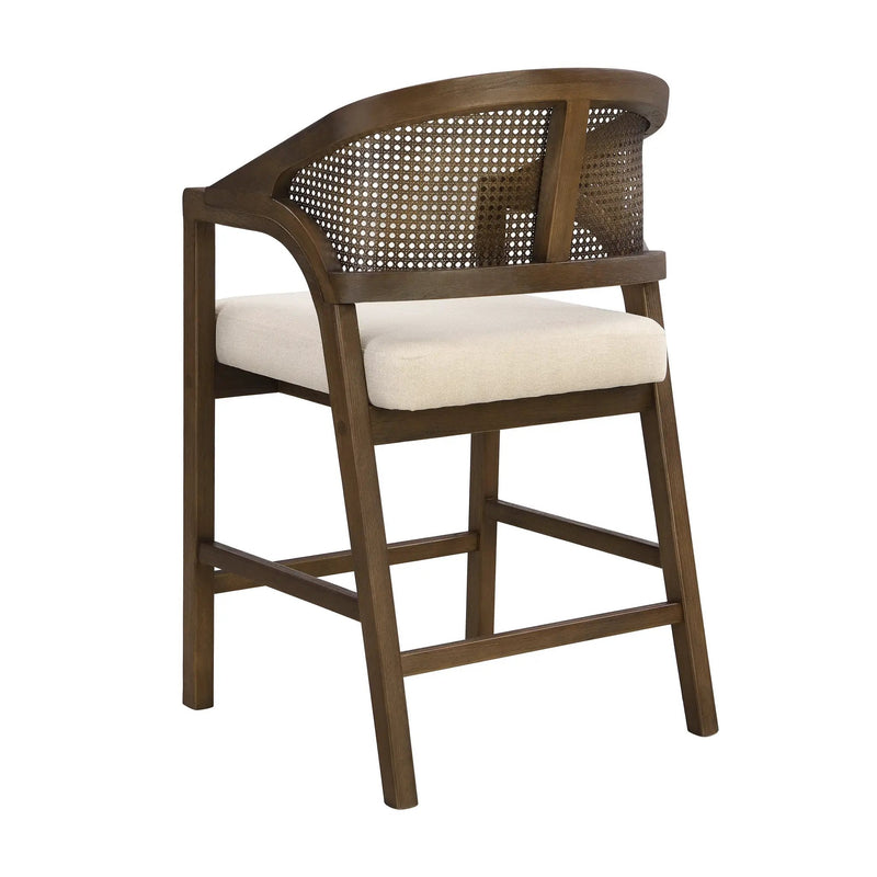 Wooden Frame Counter Stool with Rattan Back - Set of 2 by HouseOfZazla