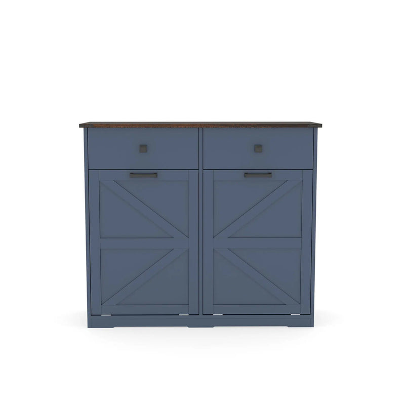 Double Tilt Out Trash Cabinet With Hideaway Drawer And Barn Door Style by HouseOfZazla