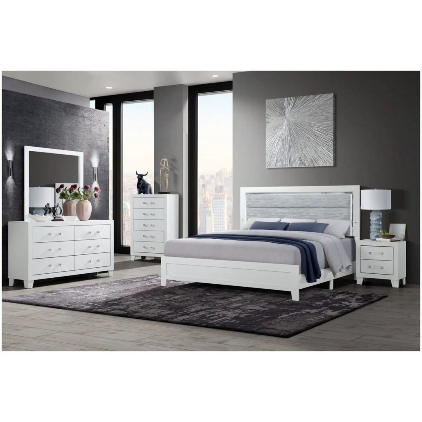 Omoda - 5 Pieces Bedroom Set With LED by Unique Piece Furniture